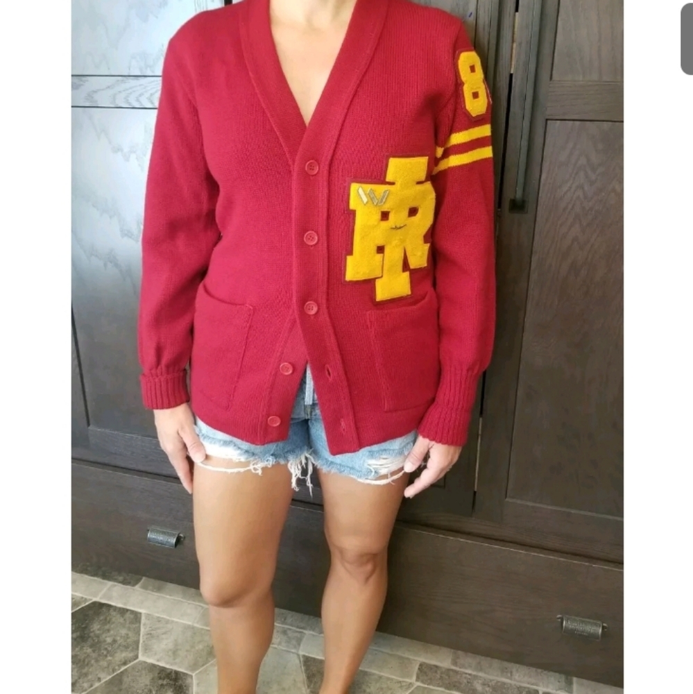 . Vintage Red Letterman's Sweater Women's Medium